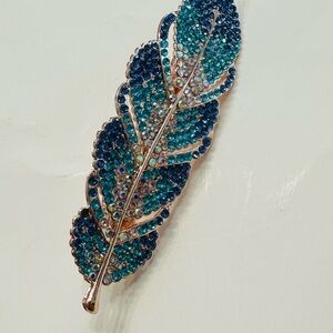 Elegant Blue and Green Peacock Feather barrette